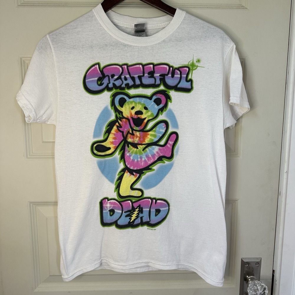 Grateful Dead Tie Dye Dancing Bears Unisex Concert T-shirt Size Small White